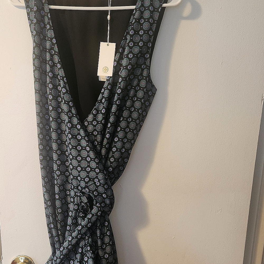 Tory Burch dress size 12 blue greenish medallion print.